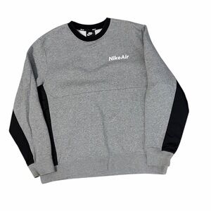 Nike Air Spellout Crewneck Sweatshirt Mens XL Gray Black Two Tone Fleece Lined